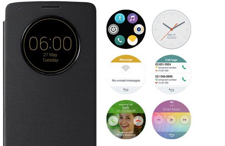 Mit dem QuickCircle Case können wichtige Infos abgelesen werden, ohne dass es geöffnet werden muss [Bildmaterial: LG]