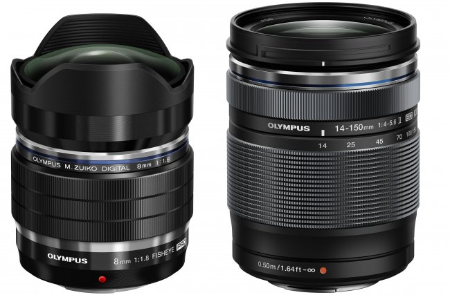 Olympus M.ZUIKO Digital ED 8 mm f/1.8 PRO und M.ZUIKO Digital ED 14-150 mm f/4-5.6 II [Bildmaterial: Olympus]