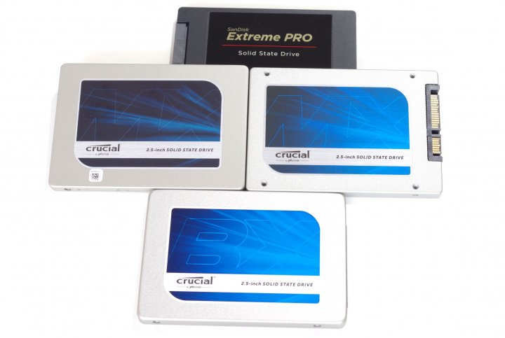 Neuankömmlinge in der SSD-Bestenliste 2015: Crucial MX200, BX100 und die Plextor M6 Pro (nicht im Bild) haben sich eingereiht