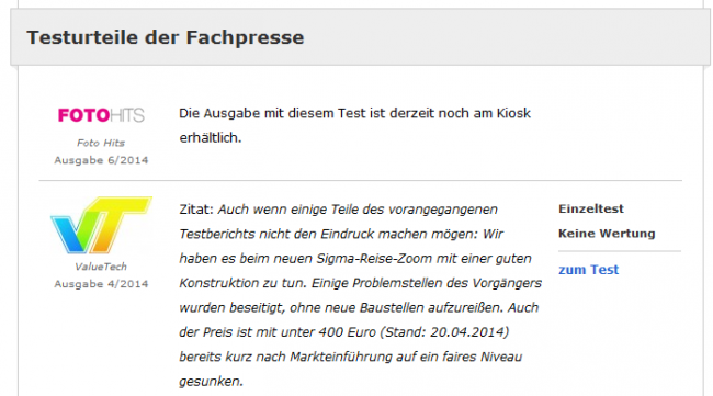 Testberichte von ValueTech.de auf eTest.de