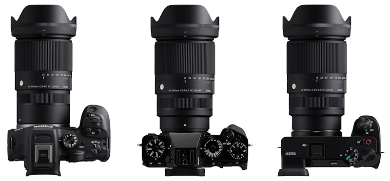 Sigma-Objektiv an drei verschiedenen Kameras von Canon, Fujifilm und Sony