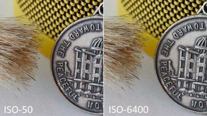 Testbild Nikon Z6: Bildrauschen bei ISO-50 und ISO-6400 im Vergleich