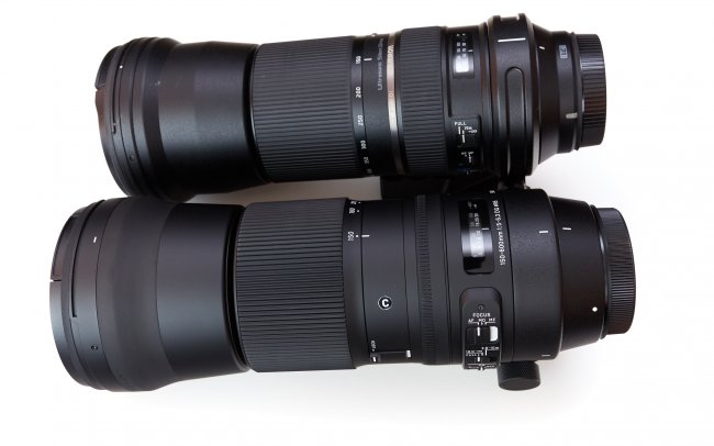 Tamron SP 150-600 mm Di VS USD und Sigma C 150-600 mm DG OS HSM im Größenvergleich