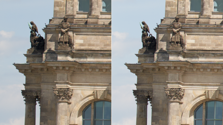 Bildqualität Tamron 70-180mm Di III VXD + Sony Alpha 7R IV | Bildrand, 70 mm, f/2.8 vs. f/5.6