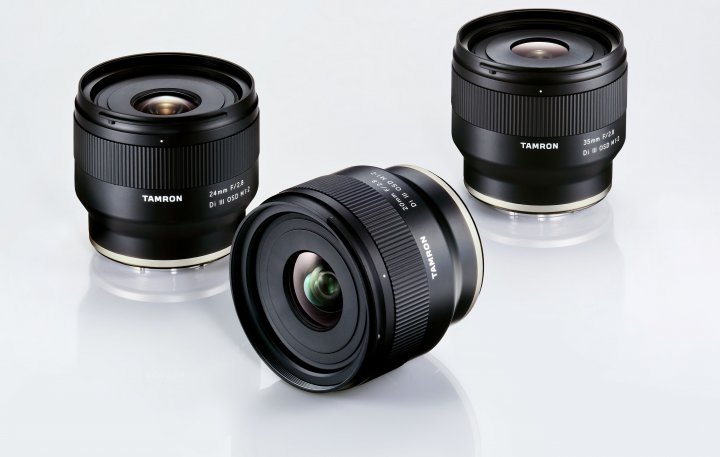 Tamron 24, 20 und 35 mm f/2.8 Di III OSD (v.l.n.r.) [Bildmaterial: Tamron]