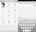 Links: Über die Task-Leiste lassen sich schnell verschiedene Einstellungen vornehmen; Rechts: Die Tastatur der Emotion UI ist stellenweise etwas gewöhnungsbedürftig