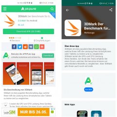 Hat man eine Anwendung wie z.B. 3DMark in der App-Suche gefunden, leitet einen das Huawei P40 zum APK Store weiter, um sich dort die Installationsdatei herunterzuladen