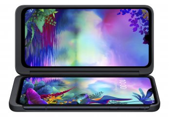 Aufgeklappt kann man den Dual-Screen als Film- oder Spielanzeige nutzen, während das Smartphone als Spielekonsole oder schlichtweg als Ständer dient