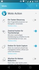 Über die Moto-App des Motorola Moto Z2 Force Edition können sogenannte Moto Actions, also Gestensteuerungen, eingestellt werden