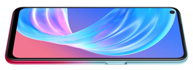 Das LCD-Display des Oppo A73 5G ist nicht sonderlich leuchtstark und bietet auch keine satten Farben und Kontraste. Der Fingerabdruck-Scanner ist rechts im An/Aus-Knopf integriert.