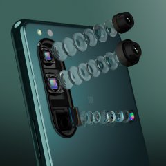 Die drei Kameras auf der Rückseite des Sony Xperia 5 III sind mit Linsen von Zeiss bestückt